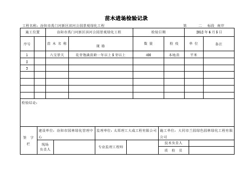 苗木进场检验记录6月5日八宝景天