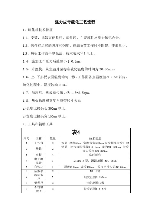 强力皮带硫化工艺流程