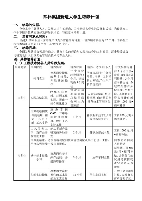 新进大学生培养计划