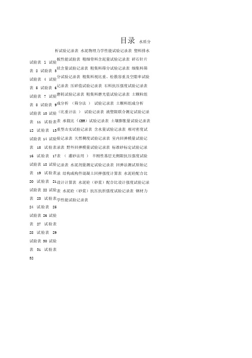 试验检测原始记录样表大全