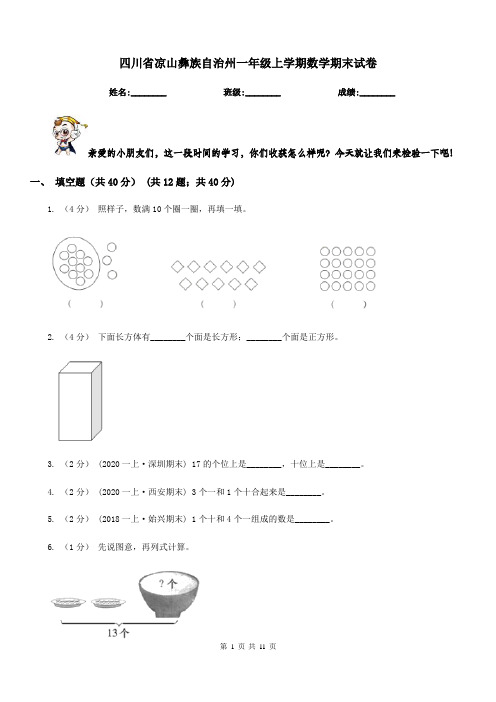 四川省凉山彝族自治州一年级上学期数学期末试卷