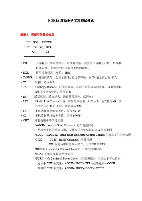 NOKIA移动电话工程测试模式