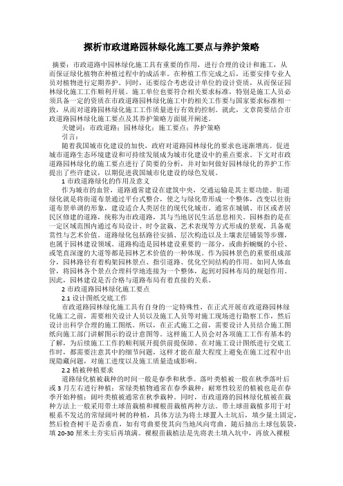 探析市政道路园林绿化施工要点与养护策略