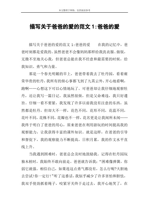 描写关于爸爸的爱的范文1-爸爸的爱