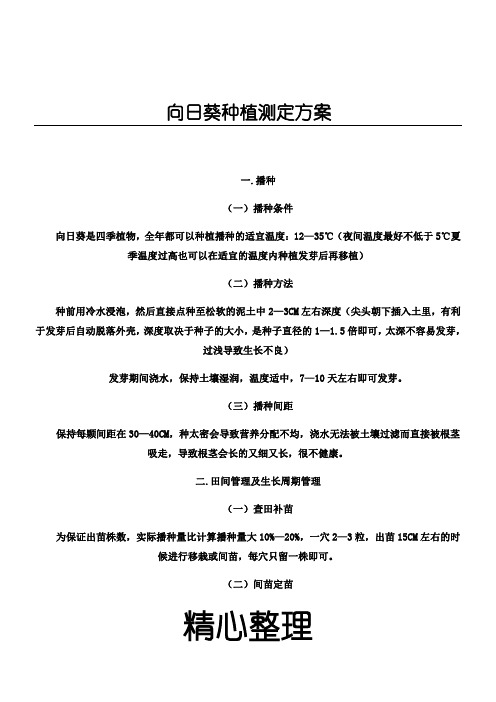 向日葵种植测定方法