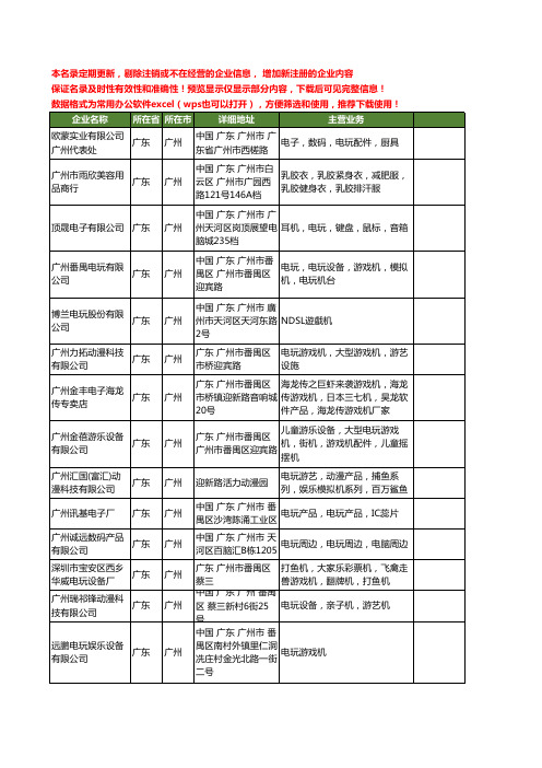 新版广东省电玩工商企业公司商家名录名单联系方式大全20家