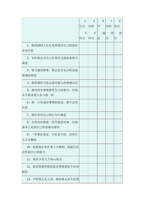 自我和谐量表