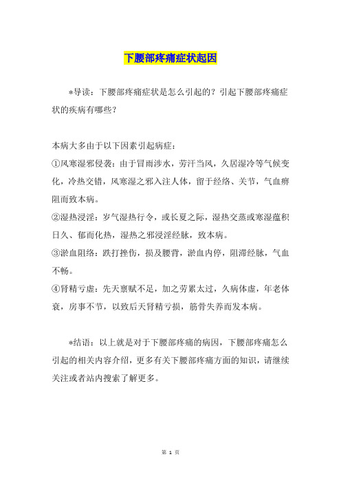 下腰部疼痛症状起因