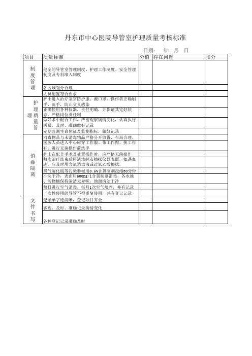 导管室护理质量考核标准