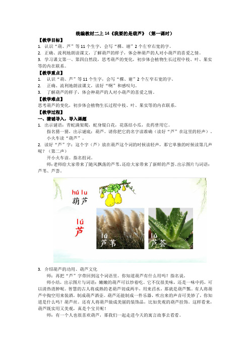 14《我要的是葫芦》教学设计 课件  2024-2025学年部编版语文二年级上册