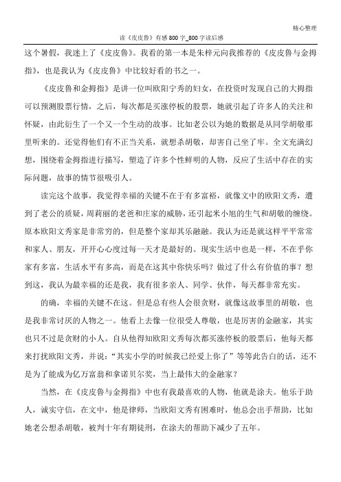 读《皮皮鲁》有感800字_800字读后感