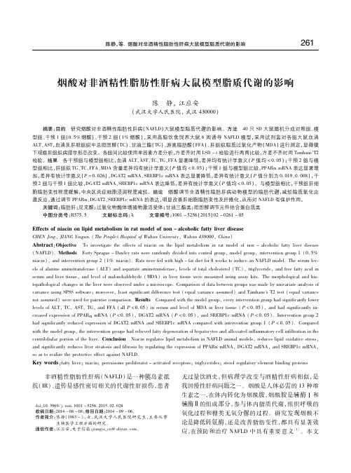 烟酸对非酒精性脂肪性肝病大鼠模型脂质代谢的影响 陈静