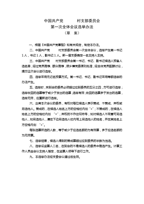中国共产党       村支部委员会第一次全体会议选举办法