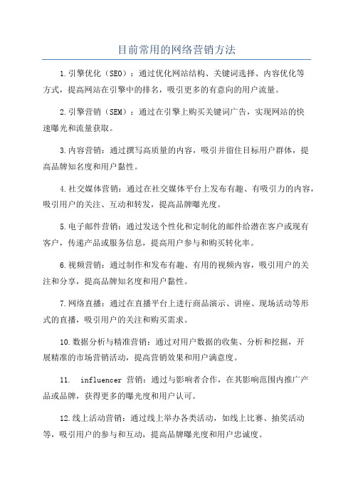 目前常用的网络营销方法