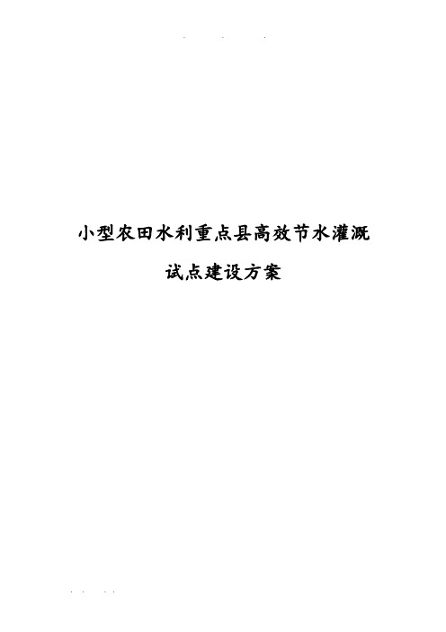 小型农田水利重点县高效节水灌溉试点建设方案详细