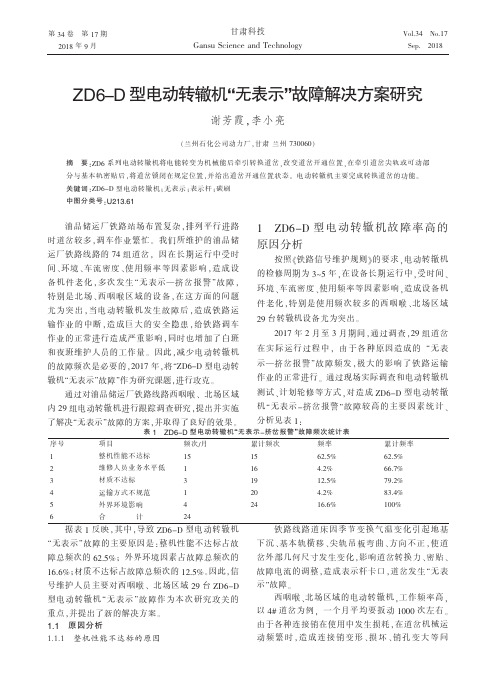 ZD6-D型电动转辙机“无表示”故障解决方案研究