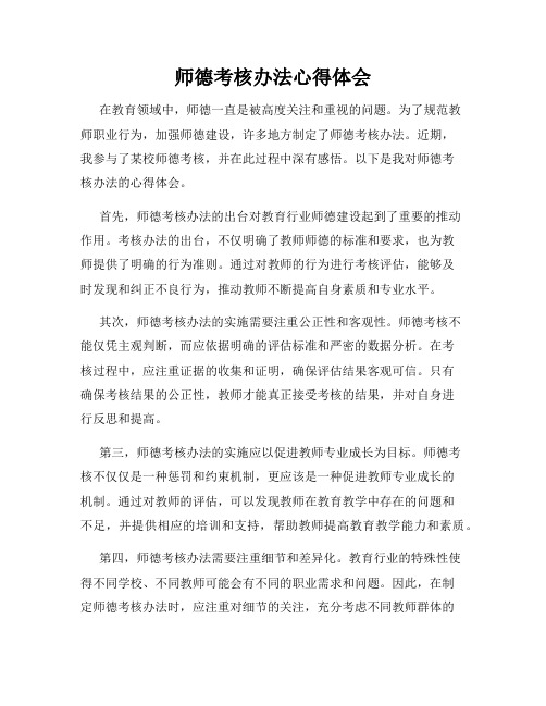 师德考核办法心得体会