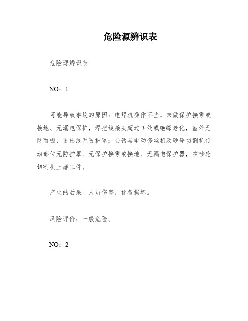 危险源辨识表