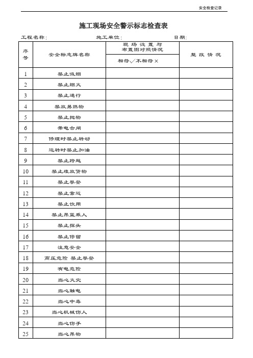 安全标志检查表【范本模板】