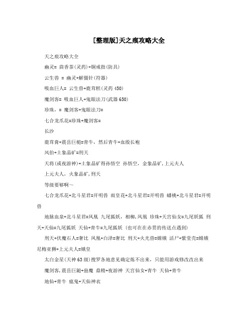 [整理版]天之痕攻略大全