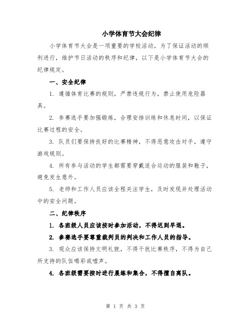 小学体育节大会纪律