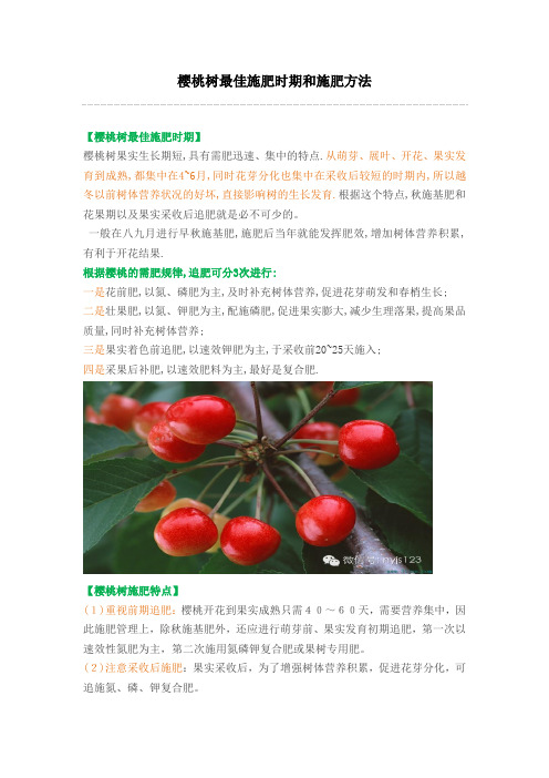 樱桃树最佳施肥时期和施肥方法