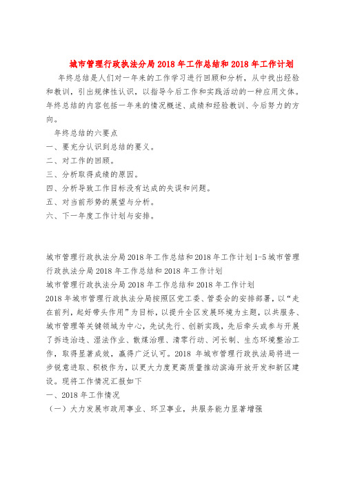【最新年终总结范本范文模板】城市管理行政执法分局2018年工作总结和2018年工作计划