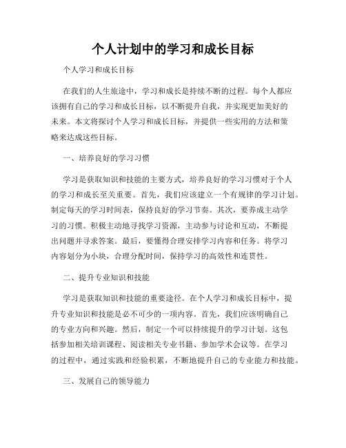 个人计划中的学习和成长目标