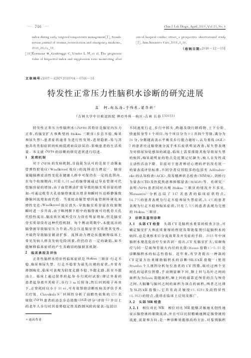 特发性正常压力性脑积水诊断的研究进展