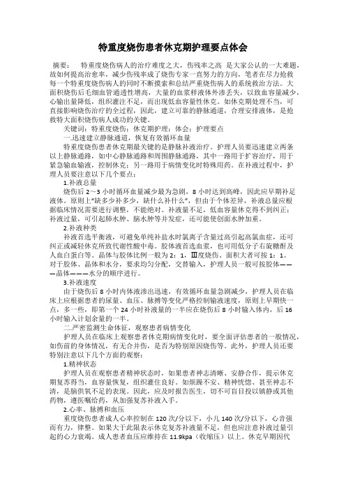 特重度烧伤患者休克期护理要点体会