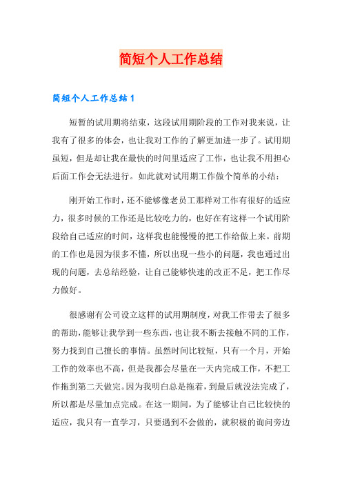 简短个人工作总结