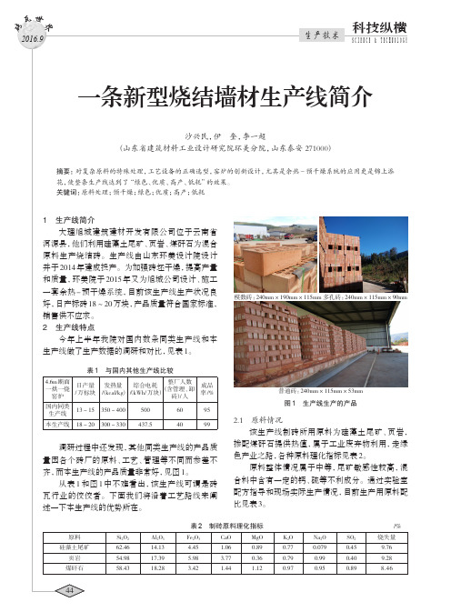 一条新型烧结墙材生产线简介