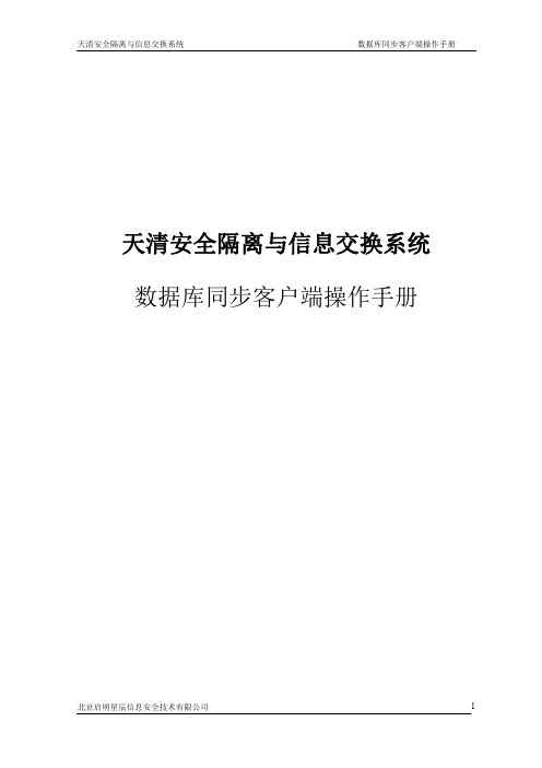 天清安全隔离与信息交换系统数据库同步客户端用户手册