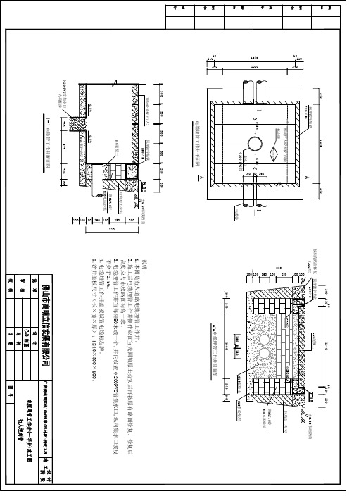 电缆埋管工作井(一字井)施工图