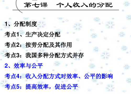 高考政治 经济一轮复习考点5 效率与公平课件 新人教版