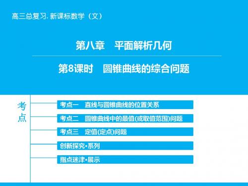 《高考领航》2019届高三数学(文)(北师大版)一轮复习课件：第8章-第8课时 圆锥曲线的综合问题