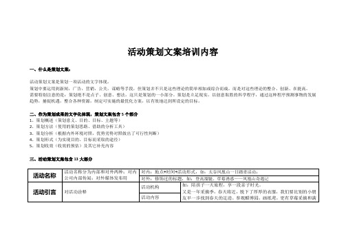 活动策划文案培训内容
