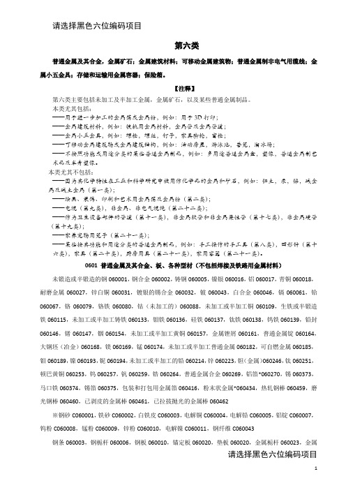 中国商标注册类别解释-第6类金属建材-201701更新