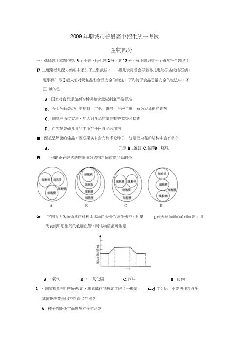 2009年聊城普通高中招生统一考试