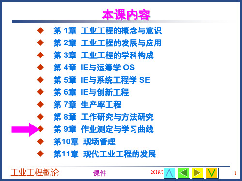 工业工程概论课件第9章作业测定与学习曲线