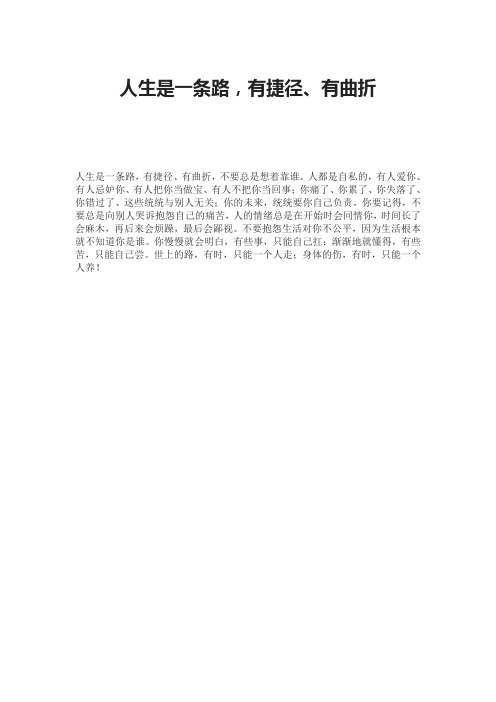 人生是一条路,有捷径、有曲折