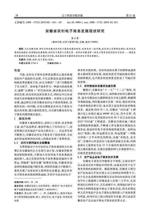 安徽省农村电子商务发展现状研究