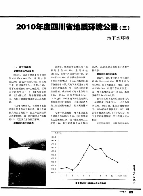 2010年度四川省地质环境公报(三)地下水环境