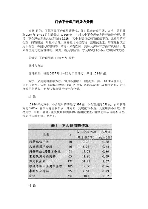 门诊不合理用药处方分析