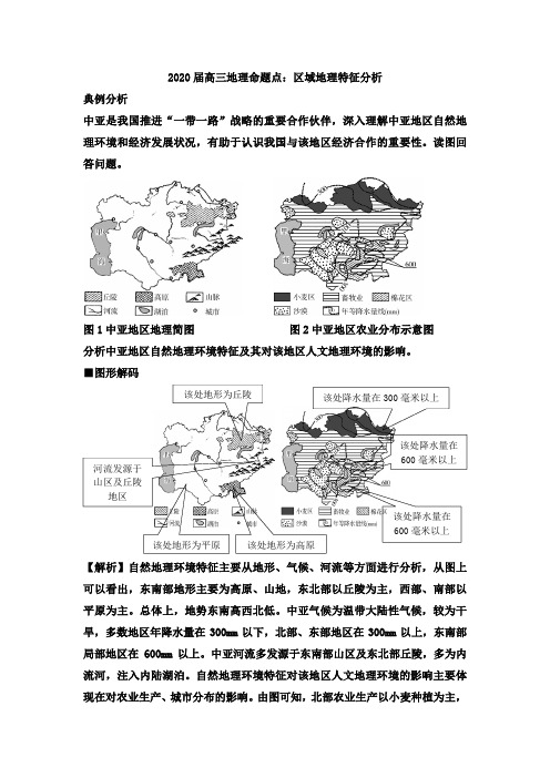 2020届高三地理命题点：区域地理特征分析
