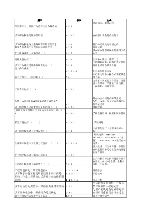 ZTE服务规范考试参考