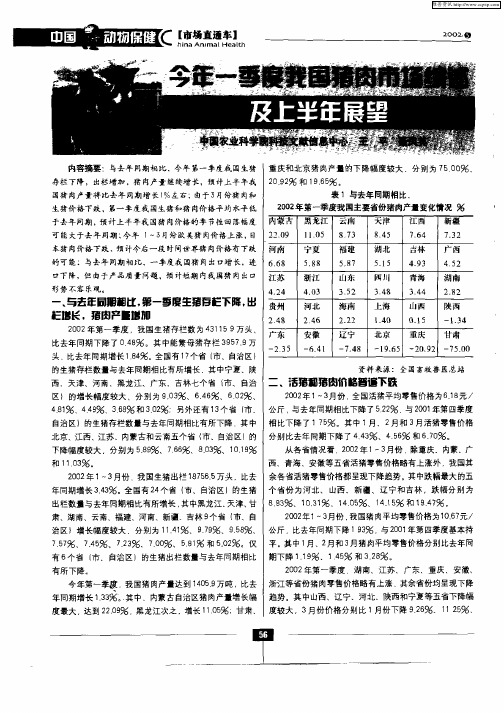 今年一季度我国猪肉市场综述及上半年展望