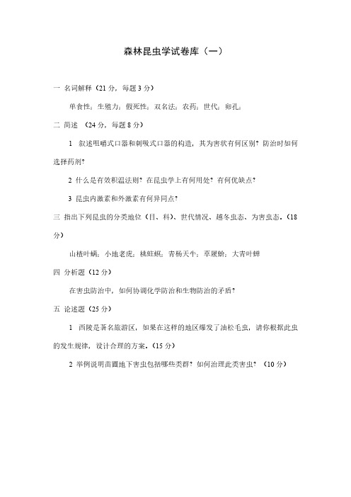 【VIP专享】森林昆虫学试卷库