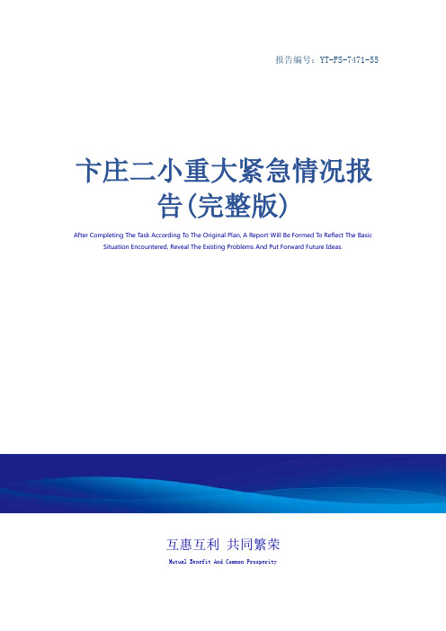卞庄二小重大紧急情况报告(完整版)