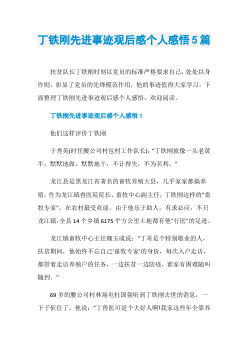 丁铁刚先进事迹观后感个人感悟5篇